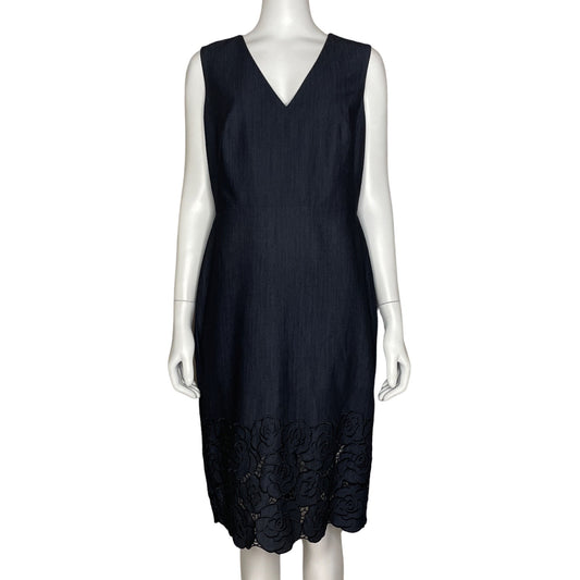 Vestido Calvin Klein Cuello V Recto Azul-Talla 12