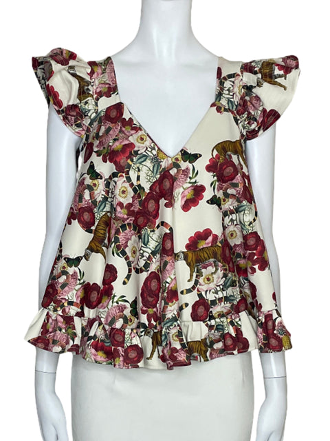 Blusa Eugenia Fernandez Estampado Vuelos Blanco-Talla S