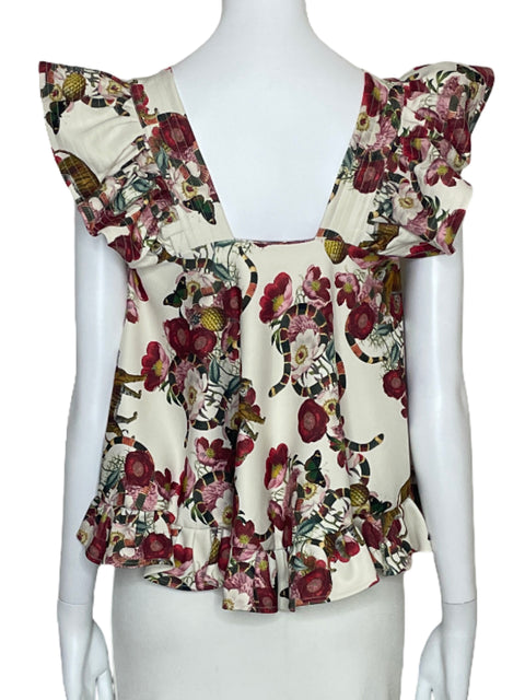 Blusa Eugenia Fernandez Estampado Vuelos Blanco-Talla S