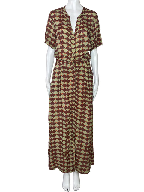 Vestido Totem Camisero Maxi Verde-Talla 2