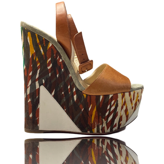 Calzado Louboutin Sandalia Plataforma
 Marron Talla 39