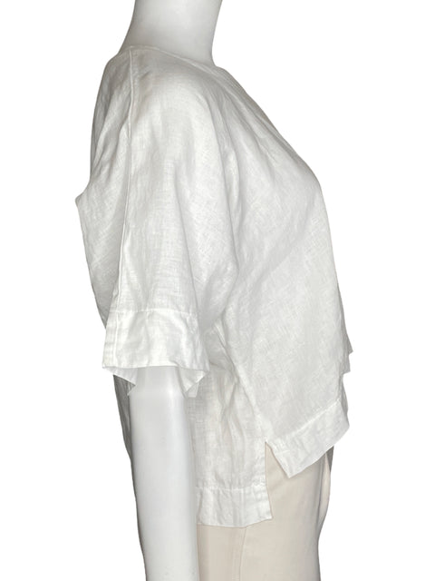 Blusa DKNY Crop Manga Corta Blanco-Talla XS