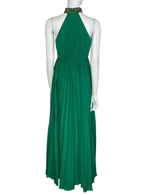 Vestido Calvin Klein Plisado Halter Verde-Talla 4