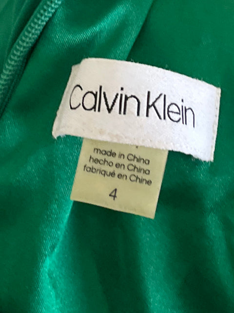 Vestido Calvin Klein Plisado Halter Verde-Talla 4