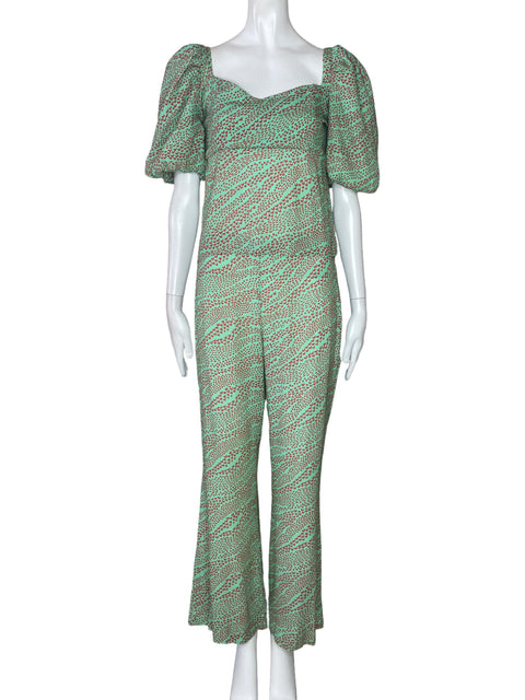 Set Lady Pipa Mangas Puff Verde-Talla S