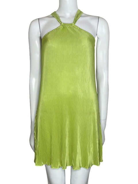 Vestido Commense Plisado Mini Verde-Talla S