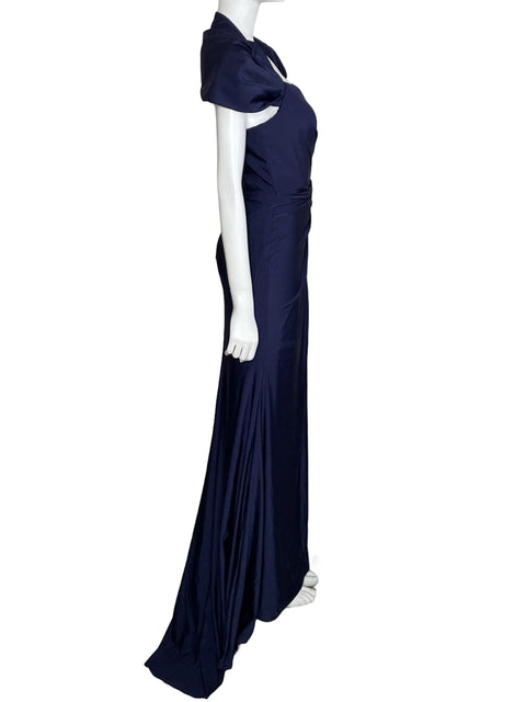 Vestido Cinderella Divine Maxi Drapeado Azul-Talla 6