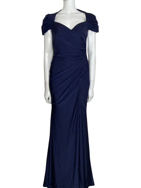 Vestido Cinderella Divine Maxi Drapeado Azul-Talla 6