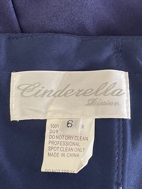 Vestido Cinderella Divine Maxi Drapeado Azul-Talla 6