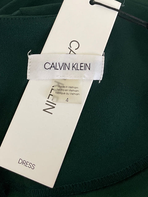 Vestido Calvin Klein Mangas Fluidas Verde-Talla 4