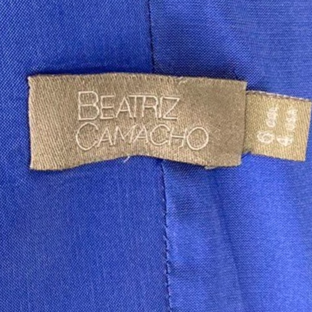 Vestido Beatriz Camacho Cuello V Plisado 
Azul Anaranjado- Talla 4