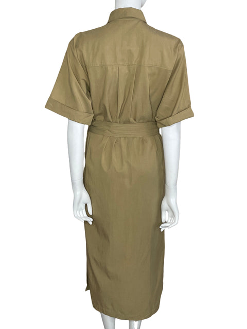 Vestido Massimo Dutti Camisero Midi Marrón-Talla S