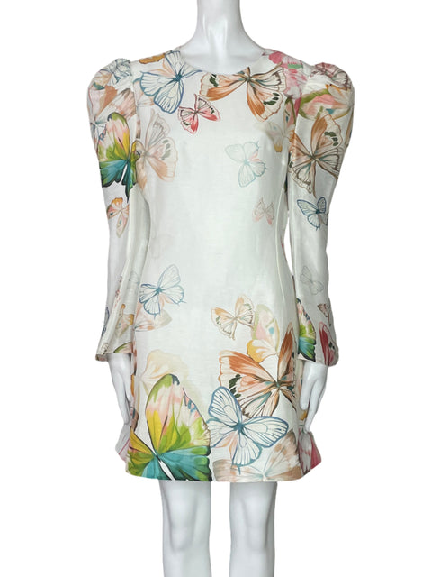 Vestido Leo Lin Estampado Mariposa Blanco-Talla 6