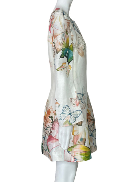 Vestido Leo Lin Estampado Mariposa Blanco-Talla 6
