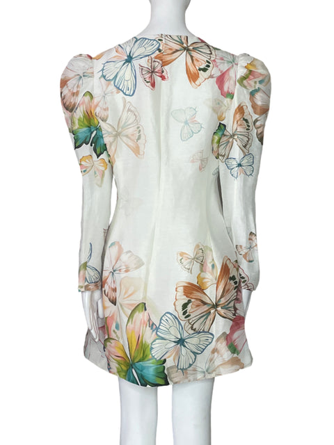 Vestido Leo Lin Estampado Mariposa Blanco-Talla 6