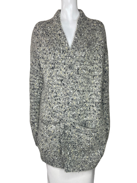 Cardigan Max Studio Metalizado Tejido Gris-Talla M