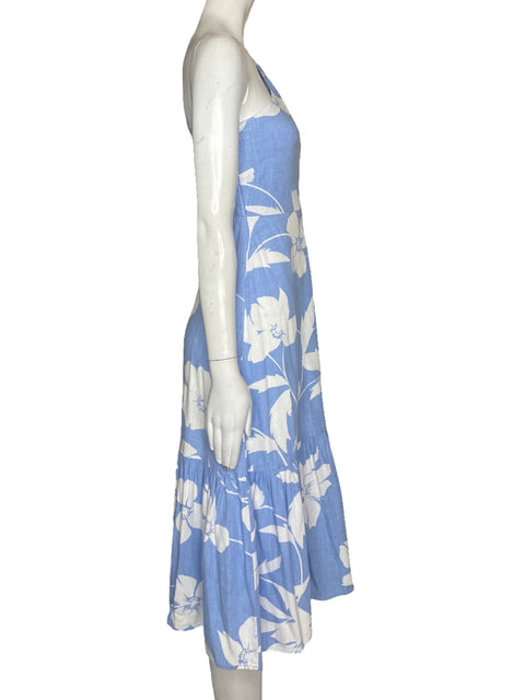 Vestido BCBG One Shoulder Hojas Azul - Talla XXS