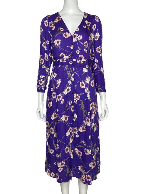 Vestido MNG Camisero Floral Morado-Talla 4