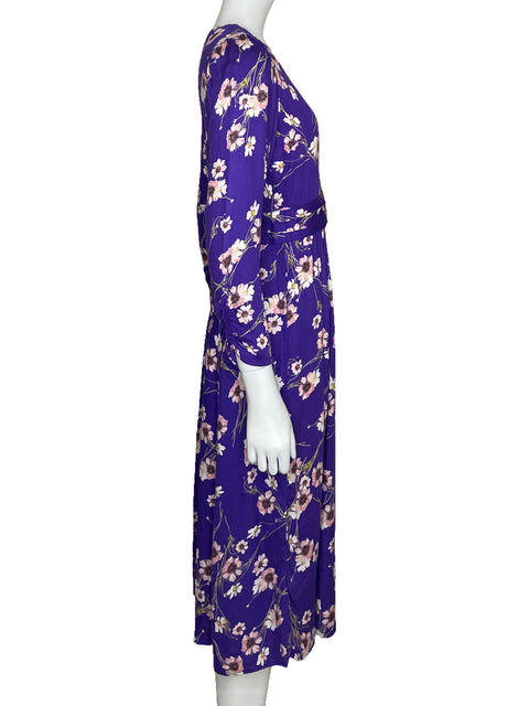 Vestido MNG Camisero Floral Morado-Talla 4