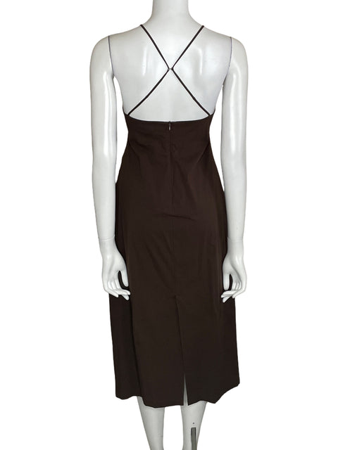 Vestido Zara Drapeado Marrón-Talla XL