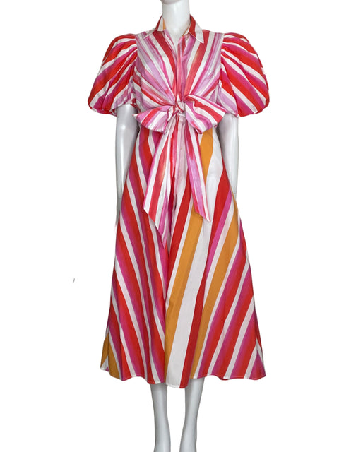 Vestido Silvia Tcherassi Abullonado Rayas Fucsia-Talla L