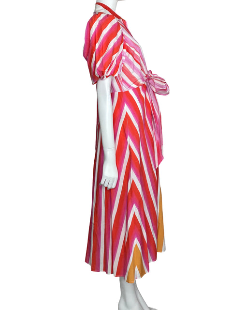 Vestido Silvia Tcherassi Abullonado Rayas Fucsia-Talla L