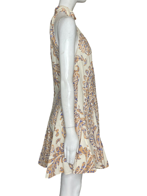 Vestido Zara Halter Botones Beige - Talla XS