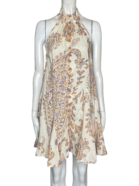 Vestido Zara Halter Botones Beige - Talla XS