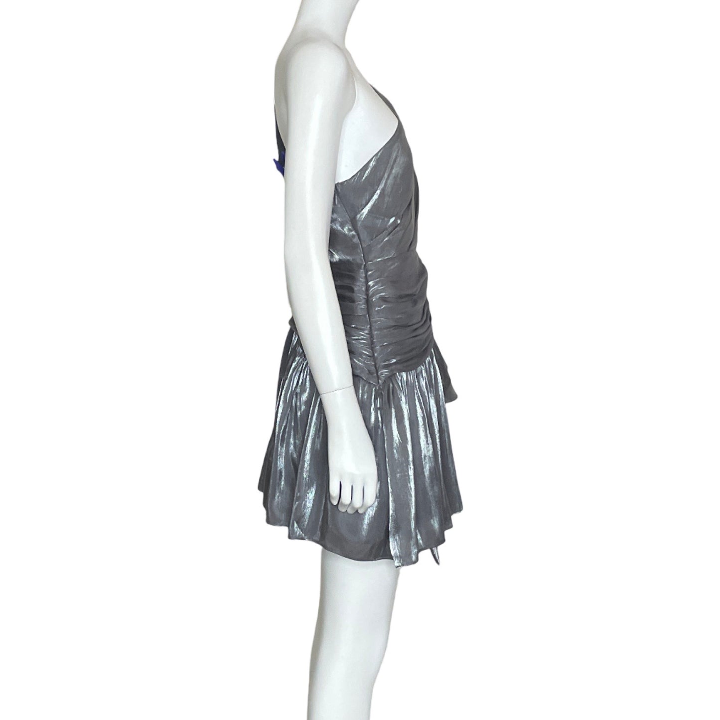 Vestido Do+Be Drapeado Metalizado Gris-Talla M