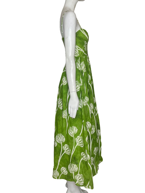 Vestido Zara Tiras Flores Verde - Talla XS