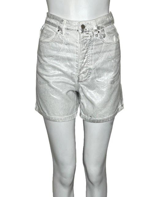 Short Zara Denim Platinado Blanco-Talla 2