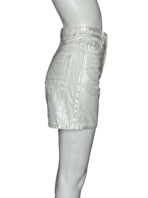 Short Zara Denim Platinado Blanco-Talla 2
