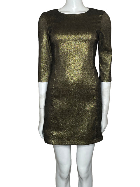 Vestido Zara Mini Metalizado Dorado-Talla S