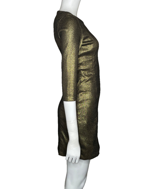 Vestido Zara Mini Metalizado Dorado-Talla S
