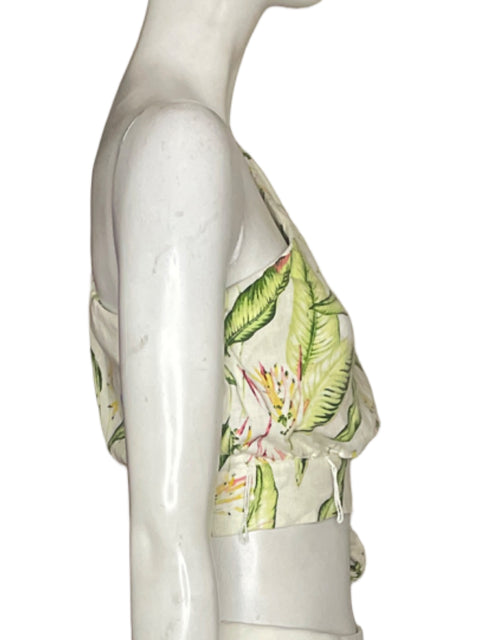 Blusa BCBG One Shoulder Hojas Blanco - Talla XXS