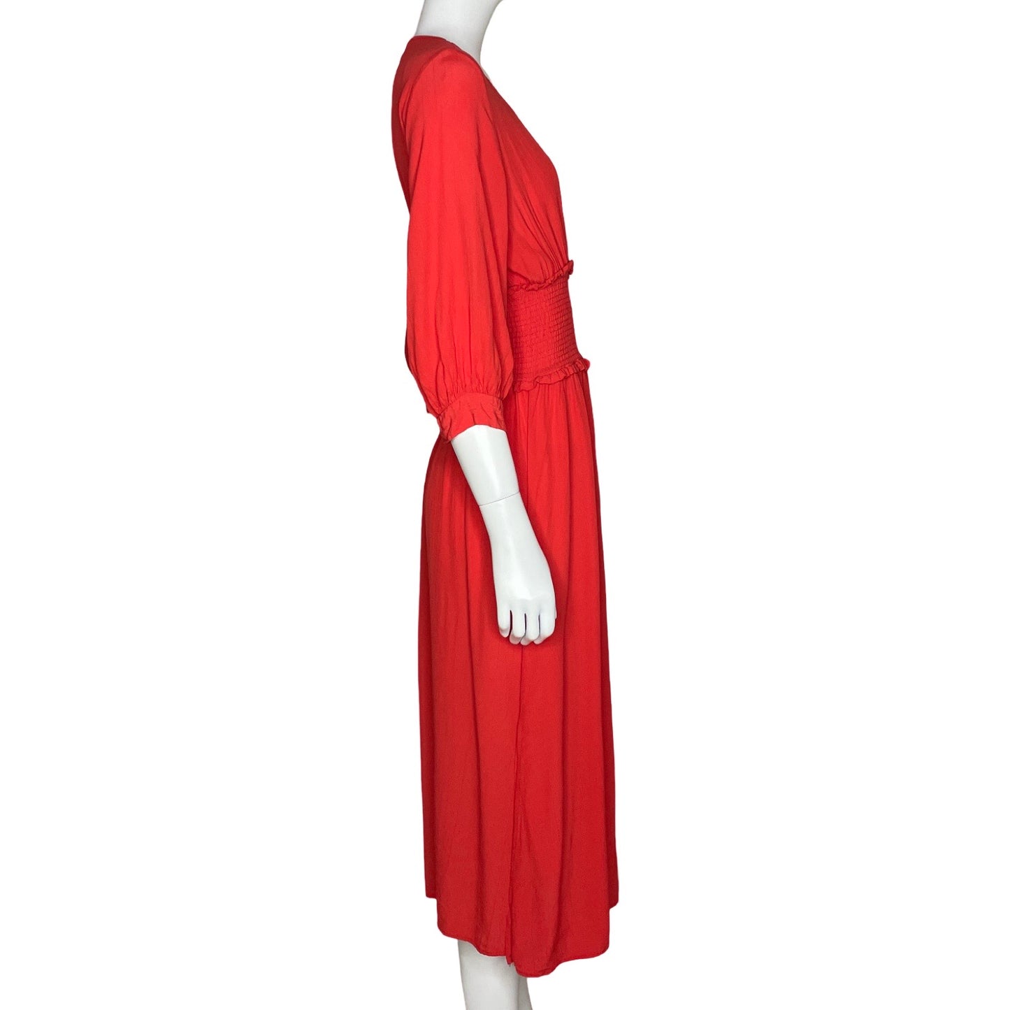 Vestido Zara Mangas Puff Rojo-Talla S