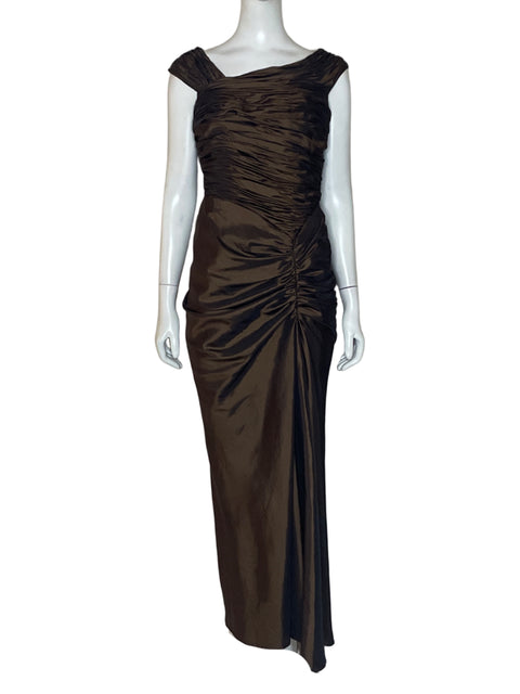 Vestido Xcape by Joanna Chen Drapeado Marrón-Talla 4