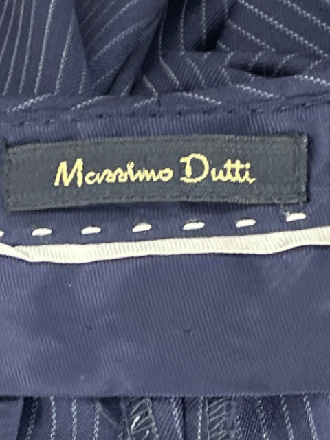 Pantalón Massimo Dutti Rayas Tiro Alto Azul-Talla 6