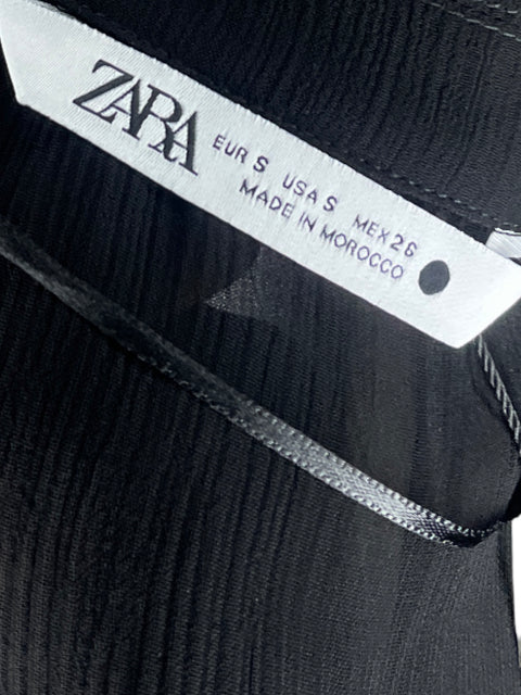 Blusa Zara Hilos Crop Negro - Talla S