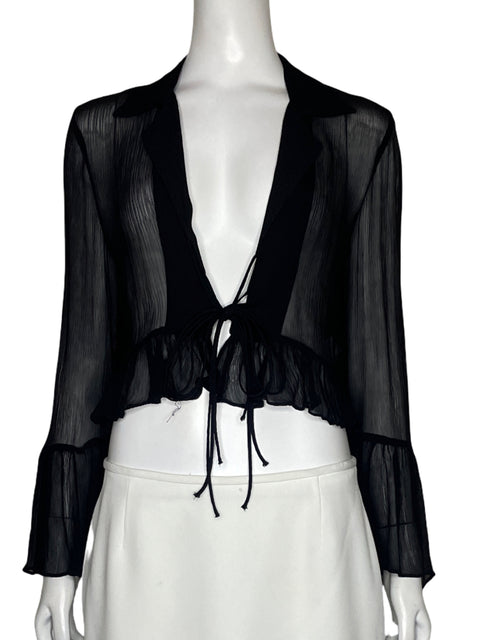 Blusa Zara Hilos Crop Negro - Talla S