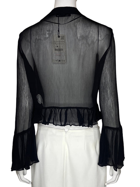 Blusa Zara Hilos Crop Negro - Talla S