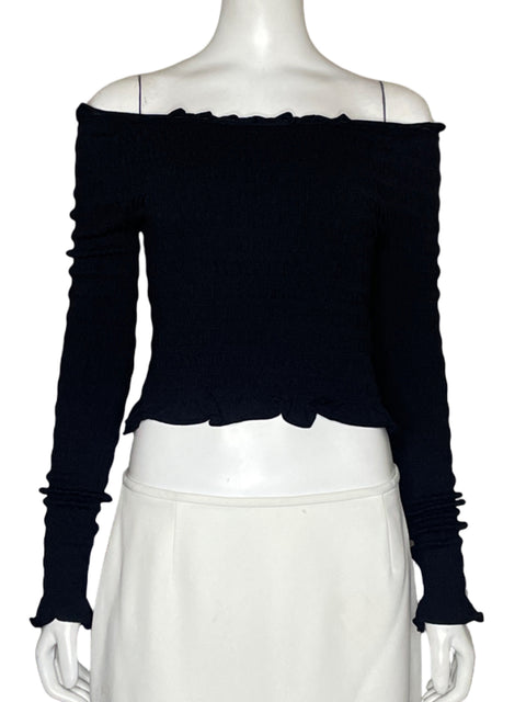 Top Zara Acanalado Mangas Larga Negro - Talla S