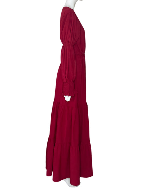 Vestido Matiza Mangas Puff Rojo-Talla L