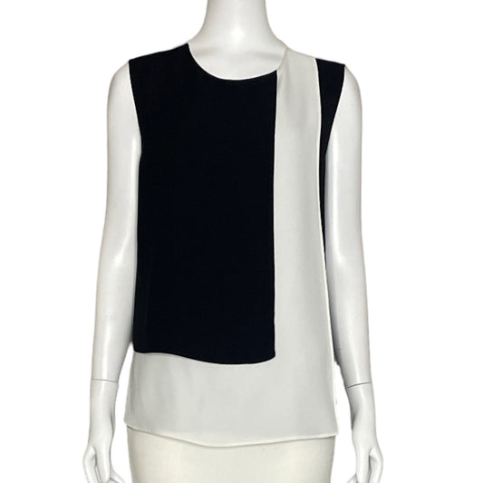 Blusa Carolina Herrera Bicolor Capas Negro-Talla M