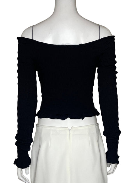 Top Zara Acanalado Mangas Larga Negro - Talla S