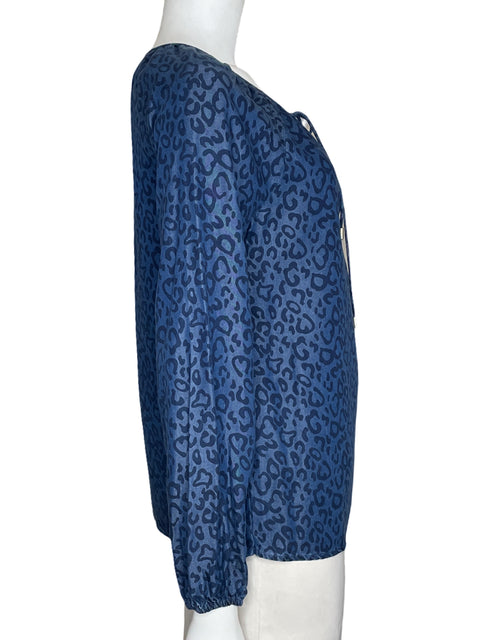 Blusa NYDJ Animal Print Azul-Talla XS