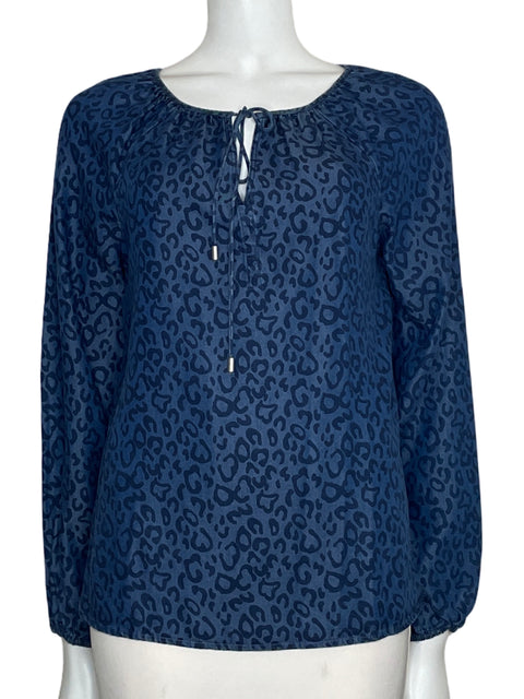 Blusa NYDJ Animal Print Azul-Talla XS
