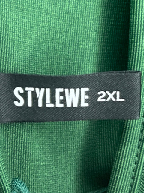 Vestido Stylewe Mangas Puff Verde-Talla 2XL