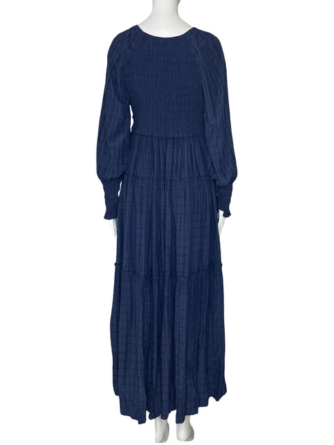 Vestido R.Vivimo Cuello V Fruncido Azul-Talla XL