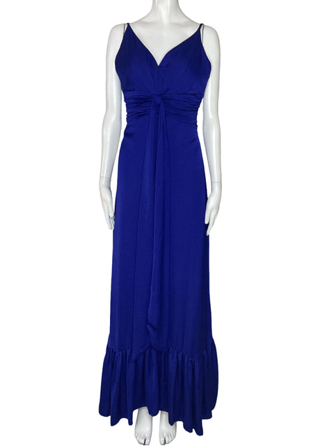 Vestido Via Vai Drapeado Tiras Azul-Talla M